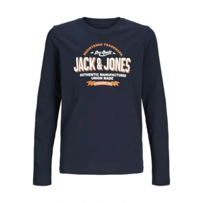 Image of Jack &amp; Jones Junior Jjelogo TEE Long sleeved top for kids, Size: 8y, Navy blazer
