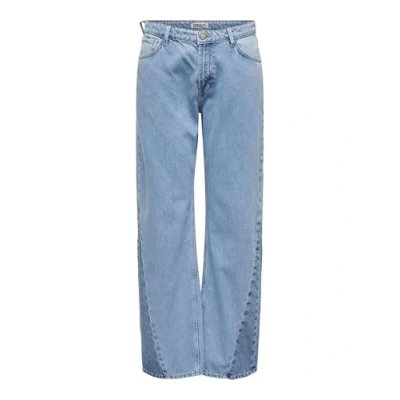 Image of ONLY Women&#039;s Onlcobain Reg Wide Colour Bl DNM Cro Pants, Light Blue (Light Denim), 28W / 32L