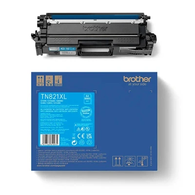 Image of Brother TN821XLC High Yield Cyan Toner Cartridge Up to 9,000 Pages Genuine Supplies