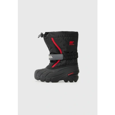 Image of Sorel Unisex Kid&#039;s Flurry Boot Snow, Black Bright Red, 10 UK