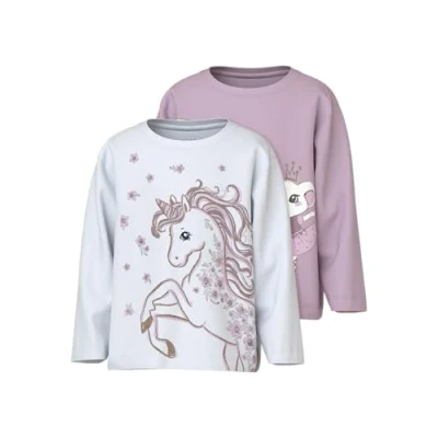 Image of Name it Nmfvaliane 2 PACK Long sleeved top for kids, Size: 3y, Winsome orchid