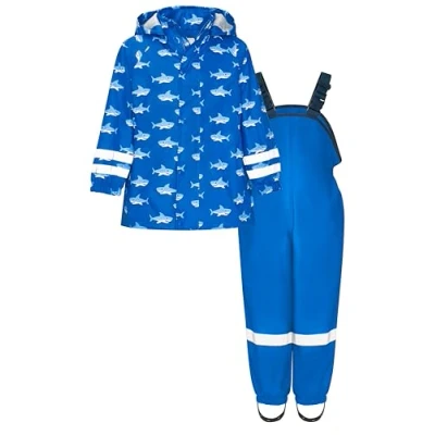 Image of Playshoes Regenanzug HAI Allover SET Rain trousers for kids, Size: 12m, Blau