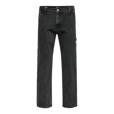 Image of ONLY &amp; SONS Men&#039;s Onsedge STR Car Wb 3015 Tai DNM Noos, Washed Black, 38W / 32L