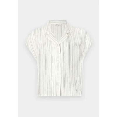 Image of TOM Tailor Denim Shirt WITH Lapel Buttondown blouse, Women&#039;s, Size: Small, White/olive