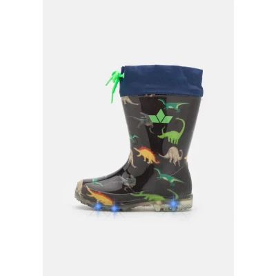 Image of LICO Powerlight Blinky Wellies for kids, Size: 1, Navy/orange/green Synthetics