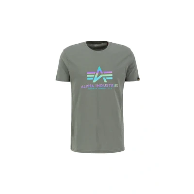 Image of ALPHA INDUSTRIES Basic T Rainbow Ref Shirt for Men, Vintage Green, XL