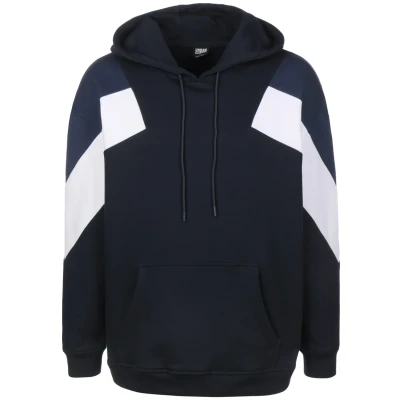 Image of Urban Classics Oversize 3TONE Hoody Hoodie, Men&#039;s, Size: Medium, Midnightnavy/white/darkblue