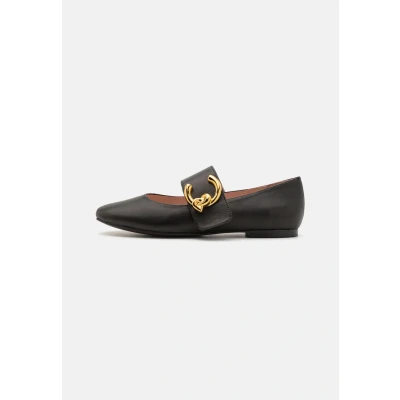 Image of Coccinelle CME Smooth Ankle strap ballet pumps, Women&#039;s, Size: 6.5, Noir Leather
