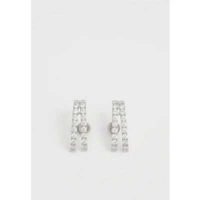 Image of Swarovski Matrix ear cuffs, Round cut, White, Rhodium plated, One Size, Cubic Zirconia, Crystal