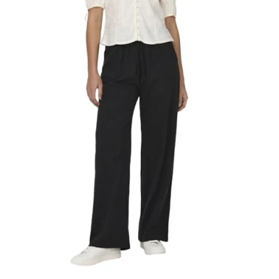 Image of ONLY Women&#039;s Onltizana Cotton Loose Pants WVN Fabric Trousers, Black, S