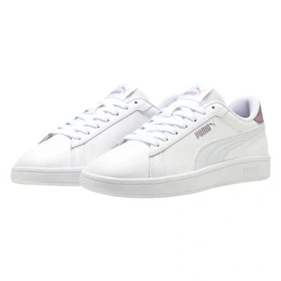Image of Puma Smash 3.0 Unisex Trainers white/silvercoloured/plum jam, Size: 3.5, White/silver/coloured/plum jam shoes