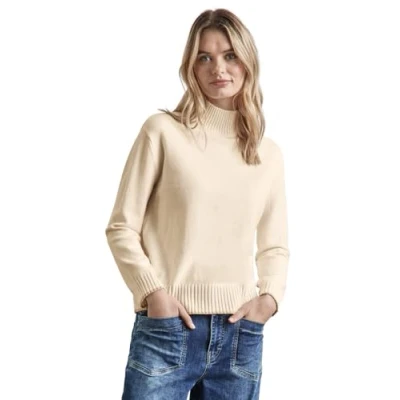 Image of Street One Women&#039;s EOS_Cosy Sweater with Tipping, Cream White Melange, 20