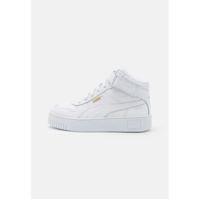 Image of Puma Carina Street MID Hightop trainers, Women&#039;s, Size: 7, White/gold shoes