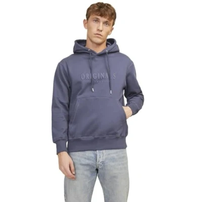 Image of JACK &amp; JONES Men&#039;s Jorfrederiksberg Sweat Hood Sn Sweatshirt, Night Shadow Blue, S