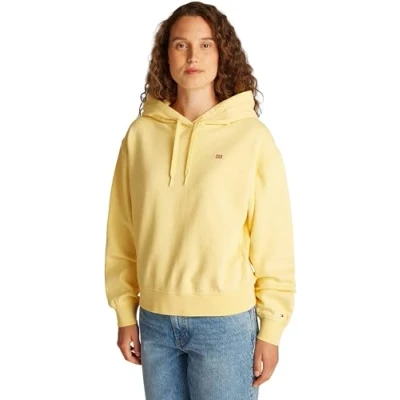 Image of Tommy Hilfiger Contrast FLAG Hoodie Sweatshirt, Women&#039;s, Size: XXS, Citronella