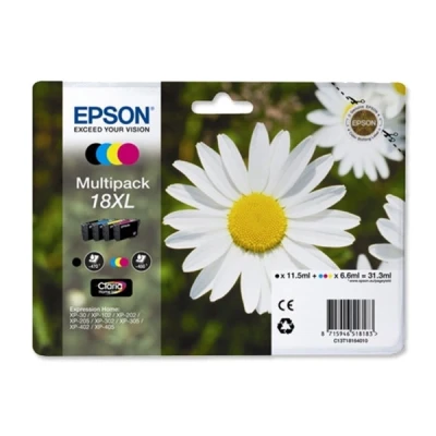 Image of Epson Original 18XL Ink Daisy XP 212 215 225 312 315 322 325 412 415 422 425 Normal Packaging XL (Multipack, 4 Colour)