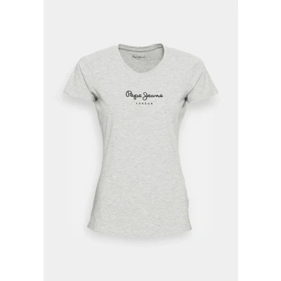 Image of Pepe Jeans Women&#039;s New Virginia T Shirt Slim Fit Short Sleeve White, Grey (Grey Marl), L