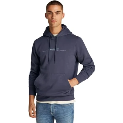 Image of Calvin Klein Jeans Minimal LOGO Hoodie Sweatshirt, Men&#039;s, Size: Small, Ebony