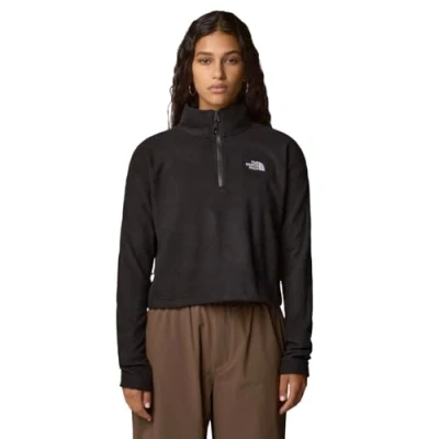 Image of The North Face Glacier Cropped ¼ ZIP Fleece jumper, Women&#039;s, Size: XS, Tnf black