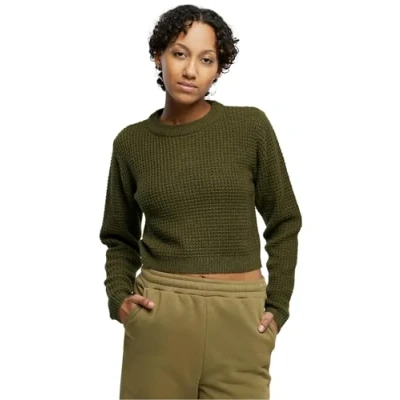 Image of Urban Classics Short Waffle Jumper, Women&#039;s, Size: Medium, Summerolive