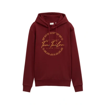 Image of TOM TAILOR Herren Hoodie mit Logo Print,13721 burgundy dark red, XL