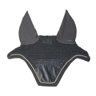 Image of Kentucky Horsewear Wellington Basic Velvet Fly Veil Grey Horse Hood Riding Equestrian
