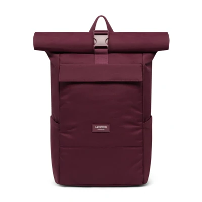 Image of Larkson Roll Top Backpack Women &amp; Men No 4 Rucksack for University, School, Office College Laptop Bag 16 Inches Water Repellent, Berry, One Size, Casual Daypack