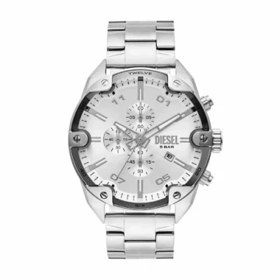Image of Diesel Spiked Chronograph watch silvercoloured, Men&#039;s, Size: One Size, Silver coloured