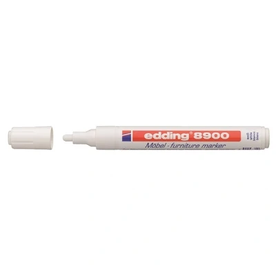 Image of edding 8900 furniture marker white round nib 1.5 2 mm for covering up scratches and damages on veneers, solid wood, tables, desks