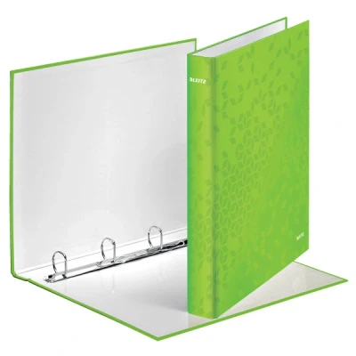 Image of Leitz A4 4 Ring Binder, Holds up to 230 Sheets, WOW Range, 25 mm Spine, Green, 42420054