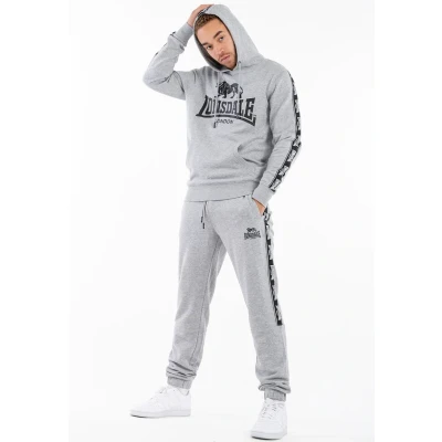 Image of Lonsdale Normale Passform Scousburgh Hoodie, Men&#039;s, Size: 3XL, Marl grey black white