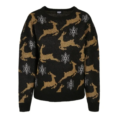 Image of Urban Classics Oversized Christmas Jumper, Women&#039;s, Size: Medium, Blackgold