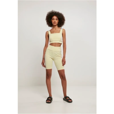 Image of Urban Classics Women&#039;s Ladies Color Block Cycle Shorts Yoga, Softyellow/Softseagrass, XS