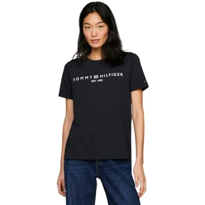 Image of Tommy Hilfiger LOGO Print Tshirt, Women&#039;s, Size: XXS, Desert sky