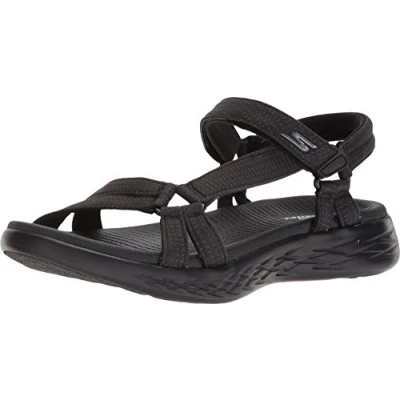 Image of Skechers Women&#039;s go 600 Brilliancy Sport Sandal, Black Textile Trim, 9 UK