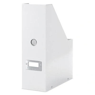 Image of Leitz Magazine File Holder, A4, Cardboard Document Storage Box with Label, Foldable, for Home, Office &amp; School, Click and Store Range 60470001 White