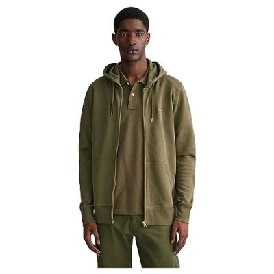 Image of GANT Shield FULL ZIP Hoodie Zipup sweatshirt, Men&#039;s, Size: XXL, Khaki
