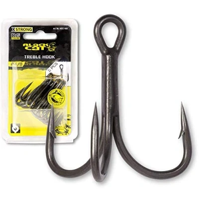 Image of #3/0 Black Cat Treble DG coating 5pcs Catfish tackle hooks