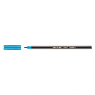 Image of edding 1340 brush pen azure blue box of 10 flexible tip felt for painting, writing and drawing bullet journals, hand lettering, mandalas, calligraphy