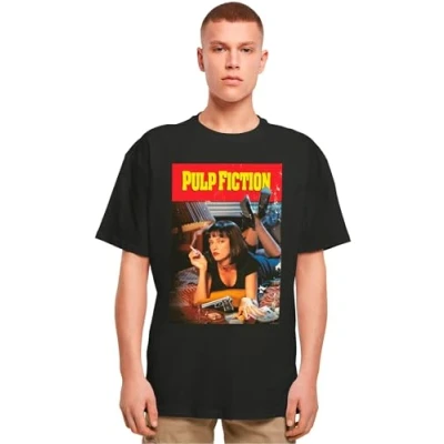 Image of Merchcode PULP Fiction Poster Oversize TEE Print Tshirt, Men&#039;s, Size: XL, Black