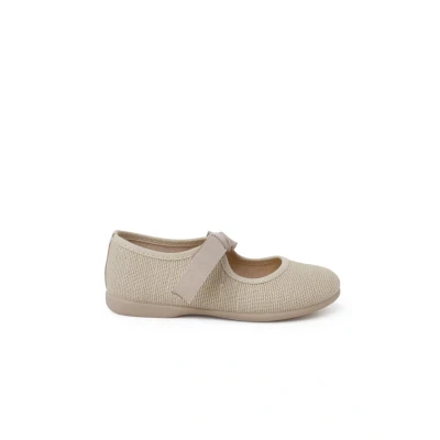 Image of Pisamonas Merceditas Cierre LAZO FAYA Ankle strap ballet pumps for kids, Size: 7K, Crudo Textile
