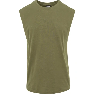 Image of Urban Classics OPEN EDGE Sleeveless Top, Men&#039;s, Size: Medium, Olive