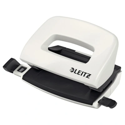Image of Leitz Mini Hole Punch, 10 Sheets, Guide Bar with Format Markings, Metal, WOW Range, 50601001 Pearl White