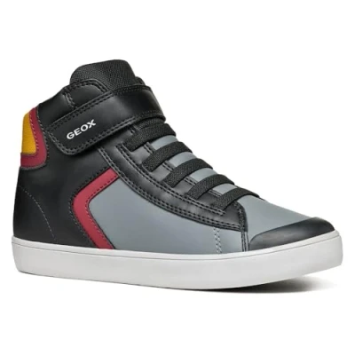 Image of Geox Gisli BOY Hightop trainers for kids, Size: 10K, Black/bordeaux High quality imitation leather
