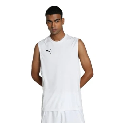 Image of Puma Teamgoal Sleeveless Top, Men&#039;s, Size: Medium, White/black/feather gray