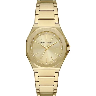Image of Armani Exchange Watch for Women, Quartz Movement and 34mm Case Size with Stainless Steel, Leather or Silicone Strap, Rose Gold Tone Silver Tone, talla única, Bracelet