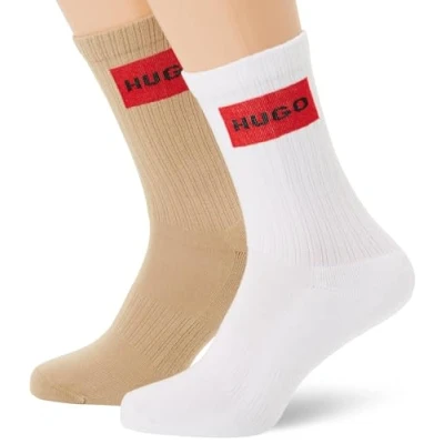 Image of HUGO Label 3 PACK Socks, Men&#039;s, Size: 5.5 8, Medium beige