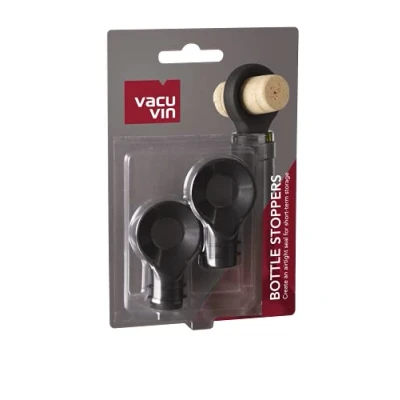 Image of Vacu Vin Wine Stopper Bottle Black 2 Pieces