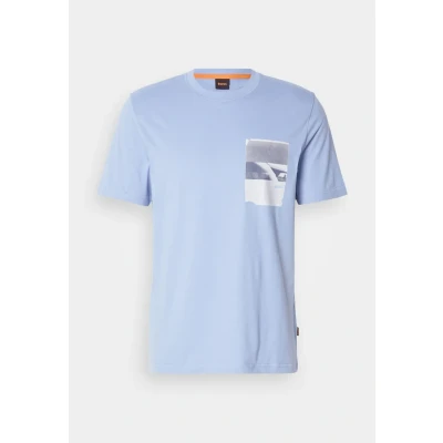 Image of BOSS Container Print Tshirt, Men&#039;s, Size: Medium, Open blue