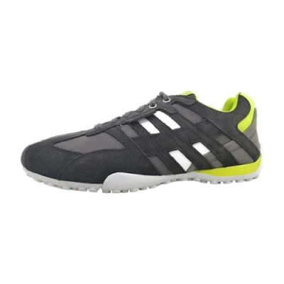 Image of Geox Trainers, Men&#039;s, Size: 7, Graphite lime green Leather/synthetics